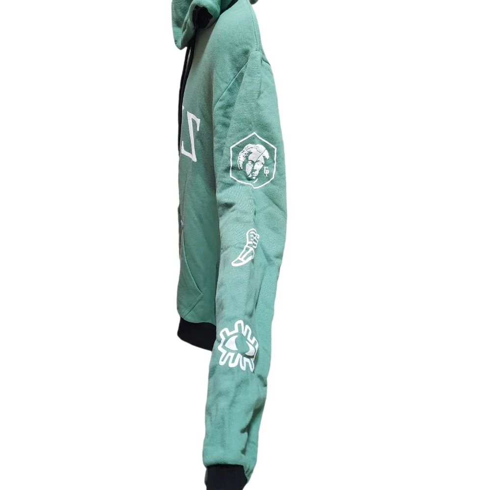 Eleven Paris Graphic Sweatshirt Long Sleeve Men's Drawstring Hoodie Fir green L - Picture 5 of 9